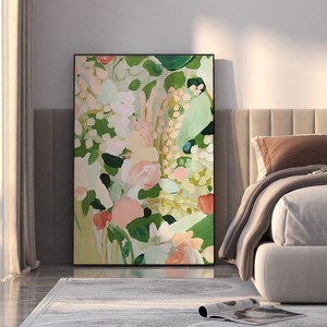 Hand Painted Oil Painting Floral Abstract Art Modern Minimalist Living Room Sofa Background <b>Wall</b> Decor Metal <b>Frame</b> - Product Image 3