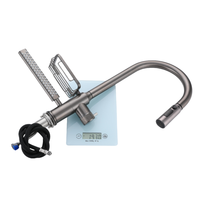 Robinet de cuisine commercial moderne classique en acier inoxydable 304 avec douchette extractible, monocommande, monotrou, eau chaude et froide