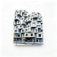 Aimant de réfrigérateur personnalisé en résine, motif cube d'appartement, architecture américaine, finition brillante UV, aimant décoratif emblème de Paris