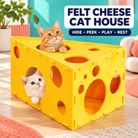 En gros, Niche pour chat en feutre jaune en forme de fromage, avec plusieurs trous, interactive, pour l'intérieur, boîte de jeu et cachette pour chats