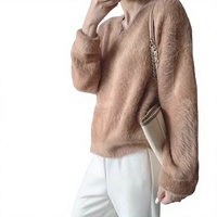 Japanischer Stil Entspannter Weicher Lässiger Pullover/Mantel Design Winter Neu Kunstnerz-Samt V-Ausschnitt Dicker Einfarbiger Strickpullover