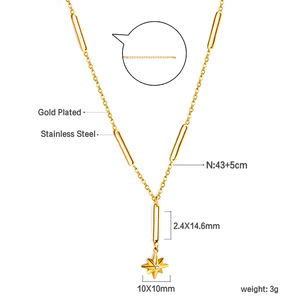 Collar con colgante de estrella de acero inoxidable chapado en oro, 43 + 5 cm, amuleto de la suerte para mujer, regalo de joyería de moda - Product Image 1