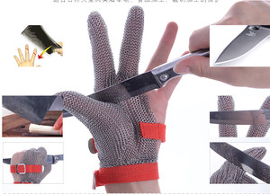 ถุงมือเก็บโซ่ถุงมือยาว15ซม. ถุงมือหั่นเนื้อสแตนเลส100% ป้องกันบาดทำงานปลอดภัย - Product Image 5