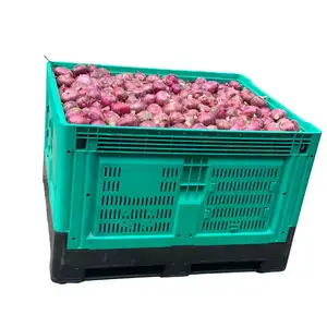 重型各种尺寸塑料可折叠托盘板条箱可折叠散装网状容器，用于蔬菜和水果储存