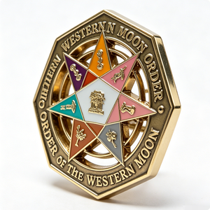 Western Moon Eight-Pointed <b>Star</b> Cross <b>Design</b> Hard Enamel for with Other Plating Customizable Metal Badge for Christmas - Product Image 4