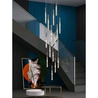Lustre LED Moderne de Luxe en Verre Doré Blanc Chaud avec Fonction Dimmable, Taille Moyenne pour Villa, Duplex, Escalier, Design Allongé