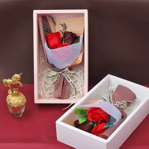 상자 웨딩 선물 3 비누 장미 꽃 선물 상자 꽃다발 아내 선물 인공 꽃 어머니의 날 생일 파티 장식 선물