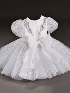 Vestido de <span class=keywords><strong>Princesa</strong></span> para Niña, <span class=keywords><strong>Disfraz</strong></span> para Fiesta de Cumpleaños, Vestido de Gala, Ropa Infantil para Navidad, Vestido de Flores para Boda, Lentejuelas Blancas - Product Image 4