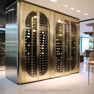 Cave à vin thermostatique à deux zones en acier inoxydable personnalisable pour usage commercial, avec éclairage LED, alimentation USB/batterie/électrique, intégrée pour - Product Image 1