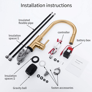 Vòi Nước Nhà Bếp Màu Vàng Kim Chải Cảm Ứng Thông Minh Tự Động Kéo Xuống Vòi Nước Nhà Bếp - Product Image 6