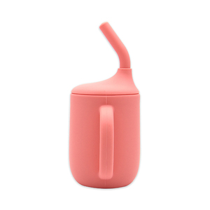 แก้วหัดดื่มสำหรับเด็ก BPA Free สำหรับเด็กอายุ 6 เดือนขึ้นไป ทำจากซิลิโคน 100% แก้วหัดดื่มกันแตกพร้อมหลอด - Product Image 1