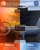 Pare-soleil pliable pour pare-brise de voiture en polyester avec revêtement en vinyle épaissi à 5 couches, protection réfléchissante contre la chaleur et les UV