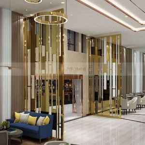 Separador de Ambientes de Acero Inoxidable de Alta Gama LL55, Diseño Geométrico Moderno, Impermeable, para Centros Comerciales y Espacios Comerciales - Product Image 3