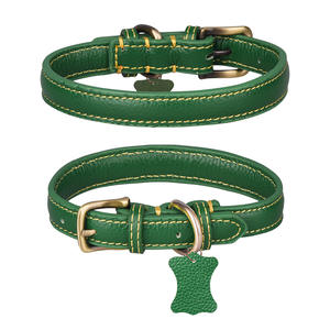 Collar de perro de cuero personalizado más vendido con logotipo Collar de mascota duradero impermeable ajustable para gatos y perros - Product Image 1