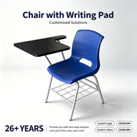 Chaises d'apprentissage pour adultes, mobilier de classe, chaises d'école en plastique rigide, chaises de formation pour salle de réunion de bureau avec tablette d'écriture