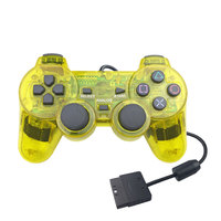 Manette de jeu à vibration filaire Manette de jeu vidéo sans fil PS2 pour Playstation 2 joystick transparent clair