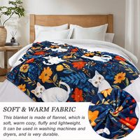 Selimut Lempar Kucing Lucu Bermotif Bunga Liar Warna-warni, Selimut Tempat Tidur Motif Bunga Kucing, Selimut Lempar Flanel Fleece Super Lembut untuk Kucing
