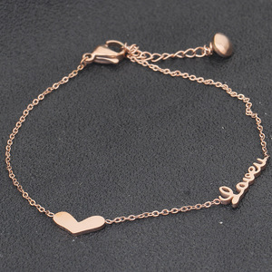 Bracelet en or rose avec lettre d'amour en forme de cœur, bijoux pour femmes, cadeau pour la Saint-Valentin - Product Image 4