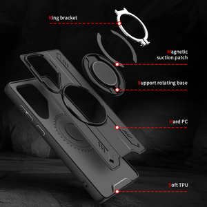 Support magnétique rotatif à 360° anti-chute pour <span class=keywords><strong>Samsung</strong></span> S25 Edge, coque de téléphone hybride TPU PC pour <span class=keywords><strong>iPhone</strong></span> et Redmi - Product Image 5