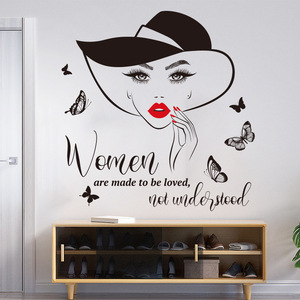 Adesivi <span class=keywords><strong>murali</strong></span> Sexy per ragazze con labbra rosse semplificati slogan inglese decorazione per camera da letto adesivi autoadesivi - Product Image 4