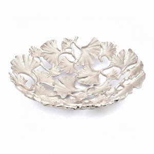 Plato de hoja de Gingko de aluminio, tazón de malla con chapado en plata, bandeja de hoja de Gingko de Metal de la mejor calidad para mesa, artículo decorativo - Product Image 1