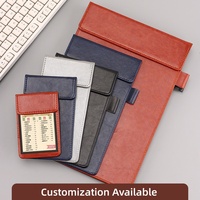 Porte-documents de bureau noir en cuir PU rigide, impression personnalisée, menu de restaurant avec boucle pour stylo