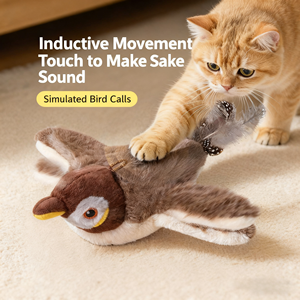 Simpatico giocattolo interattivo per gatti in peluche giocattolo elettrico che agita il suono del gatto realistico con suoni di uccelli - Product Image 5