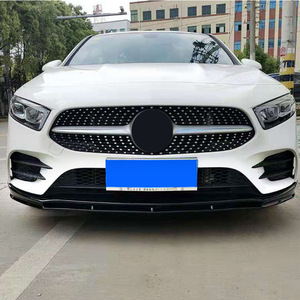 Mercedes-Benz A-Class W177 A180 A200 A35 2018-2022 Front <b>Splitter</b> <b>Lip</b> Carbon Fiber Texture Piano Black Matte Black PP - Product Image 1