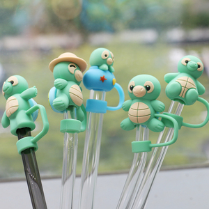 Custom Wholesale BPA Free Food Grade Safe Silicone <strong>Straw</strong> Toppers for Cups Animal Silicone <strong>Straw</strong> Cover <strong>Hats</strong> <strong>Drinking</strong> Accessories - Product Image 4