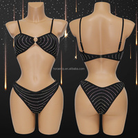 S685 nouveauté AB cristal pôle danse tenue deux pièces Sexy sangle Performance porter une taille pour les Festivals de boîte de nuit