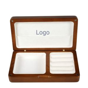 Caja de Joyería de Madera de Nogal Rectangular de Lujo, Hecha a Mano, con Terciopelo, Diseño Portátil, Cierre de Alta Calidad con Logotipo Personalizado, DS DSJ-1072 - Product Image 1
