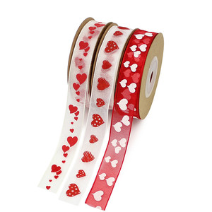 Organza Trái Tim <span class=keywords><strong>Ribbon</strong></span> Cho Đám Cưới Valentine Trang Trí Handmade DIY Gói Quà - Product Image 1