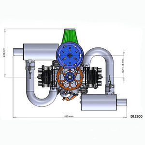 Motor de gasolina DLE200 de doble cilindro, 2 tiempos, refrigerado por aire, 200 cc, arranque eléctrico, para actualización de aeronaves, de aluminio. - Product Image 3