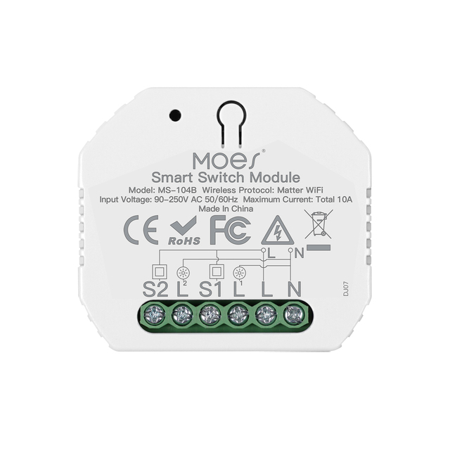 MOES Tuya Matter WiFi Switch Module 2 Gang Smart Automation Relay Timer App Remote Control Work With Alexa Google Home Apple