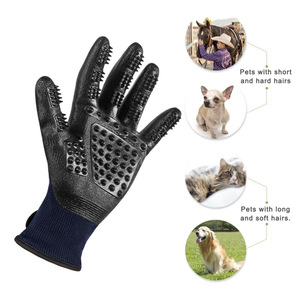 Gant de toilettage pour animaux de compagnie, 1 mètre, noir et bleu marine, en caoutchouc, pour massage et nettoyage, pour chiens et chats, élimination des poils - Product Image 1