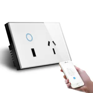 AU standar Panel kaca sensor sentuh GPO titik daya WiFi soket dinding kompatibel Alexa dan Google Home soket pintar