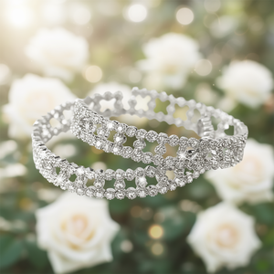 Serre-tête de mariée blanc avec cristaux et strass, accessoire de coiffure pour mariée - Product Image 2