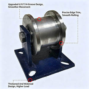 Rouleau de porte à rainure en V personnalisé, OEM, certifié CE, avec plaque de base, en acier galvanisé robuste, double roulement, disponible en version OEM - Product Image 3