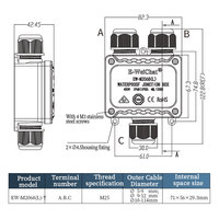 Boîte de jonction robuste E-Weichat EW-M2068L-Y à 3 ports en Y, en nylon, étanche IP68, pour câblage souterrain et applications solaires