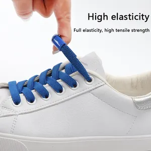 Press Lock Shoelaces Without Ties Elastic Laces Sneaker 8MM Widened Flat Shoelace For Shoes No Tie Sports Printed Shoe Laces