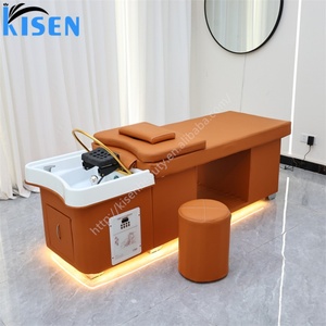 KISEN Modern Thai Massage Wash Hair Head Spa Shampoo <b>Bed</b> Washing Basin Beauty Salon Shampoo <b>Bed</b> with Storage Cabinet and LED - Product Image 2