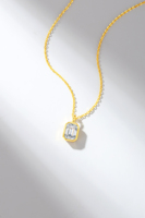 Collar de Cadena con Colgante de Plata de Ley 925 Certificada por Fábrica, con Moissanita y Zirconia, Lote Pequeño, Logotipo Personalizado, OEM, ODM