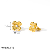 Bijoux plaqués or 18 carats, acier inoxydable anti-ternissement, boucles d'oreilles en forme de fleur, bijoux fins à la mode