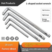 Adaptateur de douille de direction en forme de L de 1/2 po, argenté, 15 po, haute dureté, couple élevé, en acier au chrome-vanadium, robuste, long et étendu