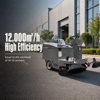 Balayeuse routière électrique robuste de 1800 mm de largeur, autoportée, avec 5 brosses et pulvérisation d'eau pour la suppression de la poussière
