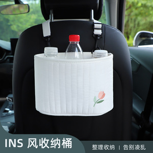 Bolsa de Almacenamiento para el Respaldo del Asiento del Automóvil, Diseño de Oso Bordado en Algodón, Organizador Colgante Multifuncional - Product Image 2