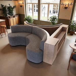 आधुनिक वाणिज्यिक फास्ट फूड बैंक्वेट कपड़े सोफे ठोस लकड़ी रेस्तरां और भोजन के लिए भंडारण कैबिनेट के साथ बैठने वाले बूथ - Product Image 1