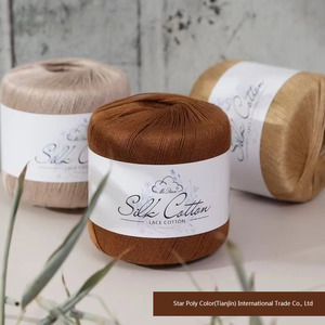 ไหมพรมถักโครเชต์ทำมือสำหรับชุดเดรสคาร์ดิแกนฤดูร้อน หมายเลข เส้นด้ายผสมผ้าฝ้ายลายย้อมสีผ้าไหมคอตตอนหนาและบาง 6 เส้น - Product Image 3