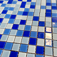 Mosaicos de Vidrio Cuadrados Modernos de 25x25x4mm, Diseño de Parqué Transparente Iridiscente para Paredes de Hotel