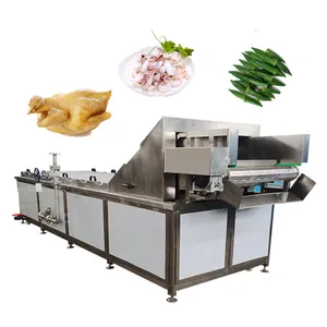 Commercial Continuous Automatic Potato Fruit Vegetable Meat Cooking Heating Steam Blancher Blanching Machine